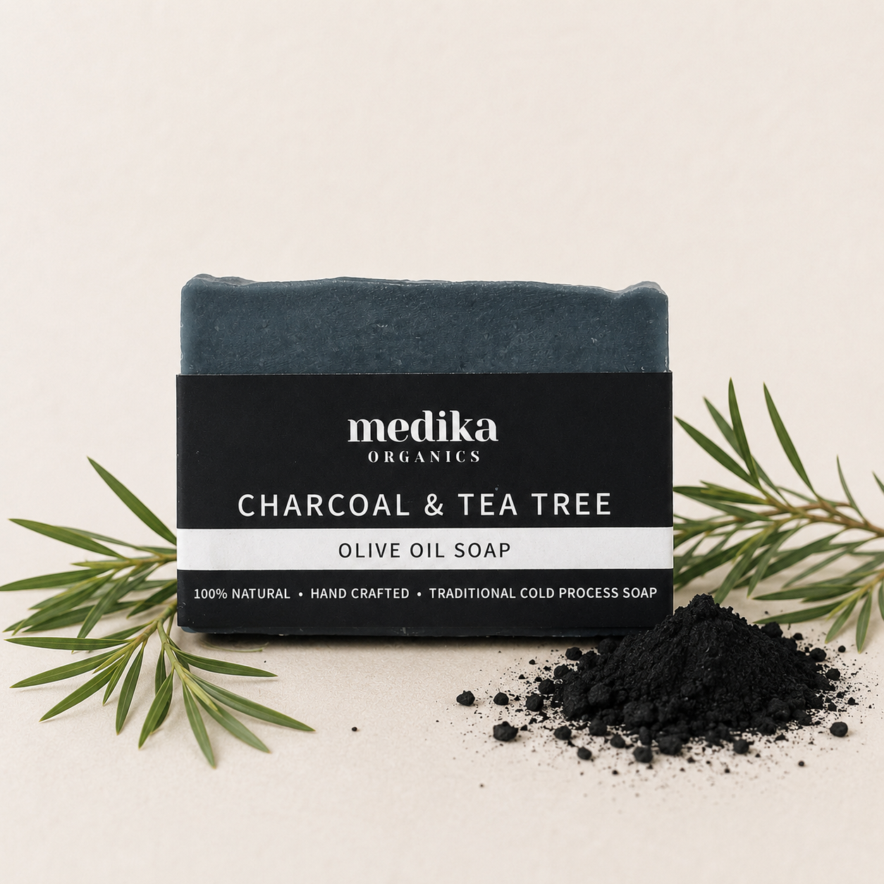 Charcoal & Tea Tree Soap Bar | Natural Clarifying Soap with Bergamot