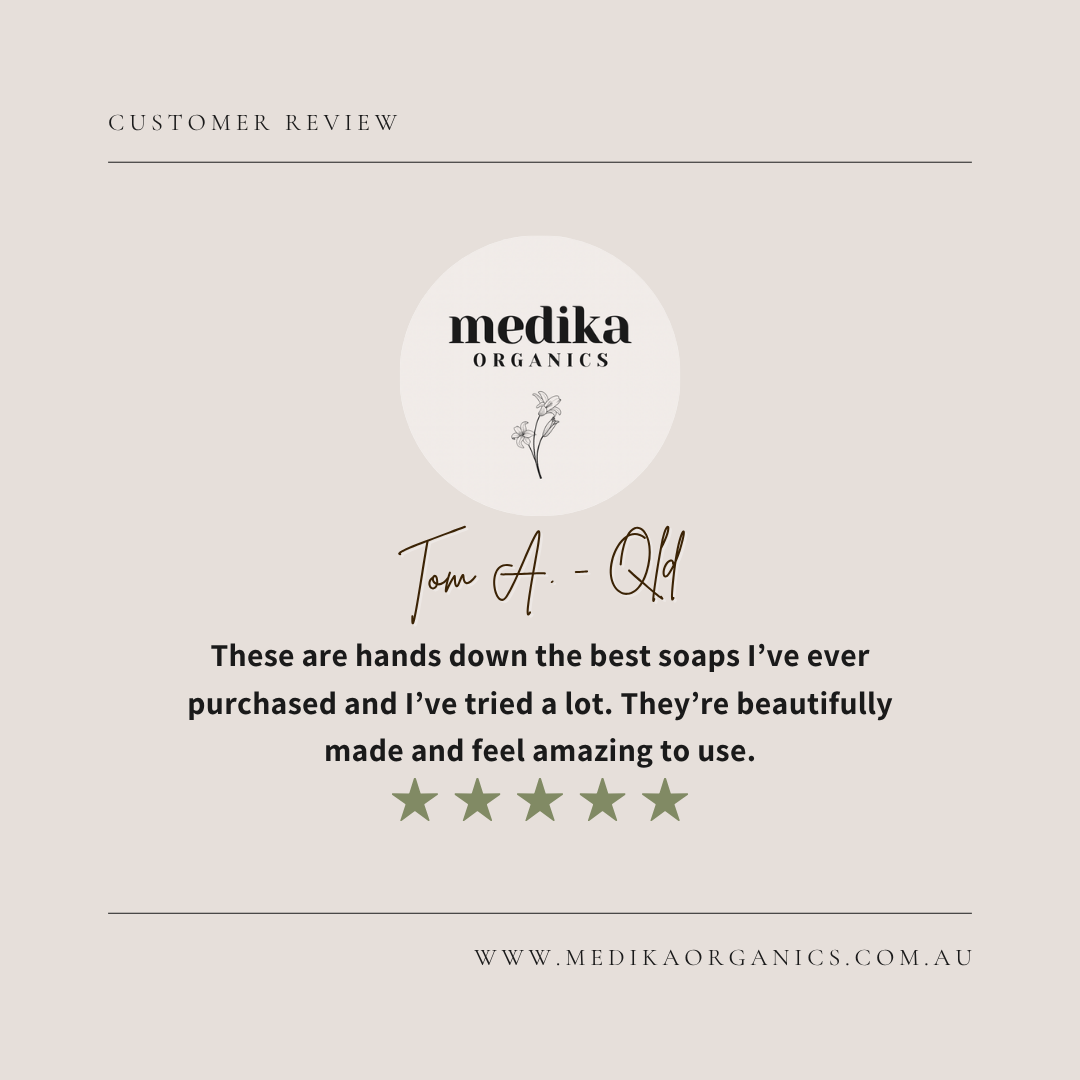 5 star review for Turmeric soap Medika Organics 