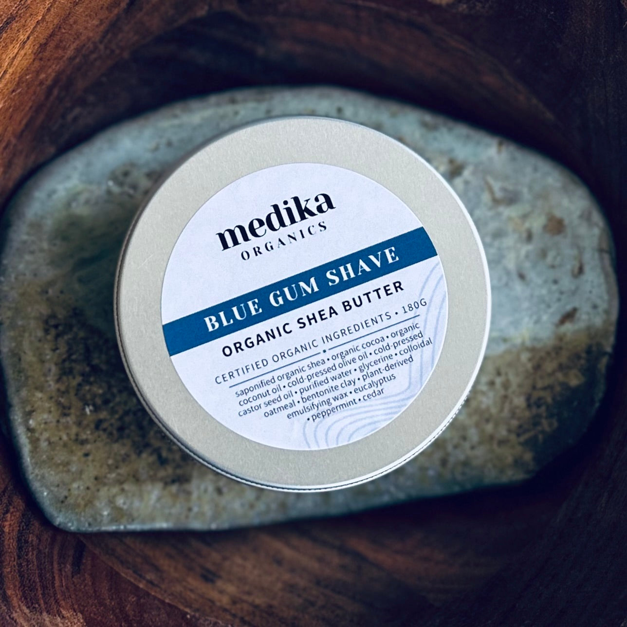 Blue Gum Shaving Soap Puck - Organic Shea Butter & Bentonite Clay