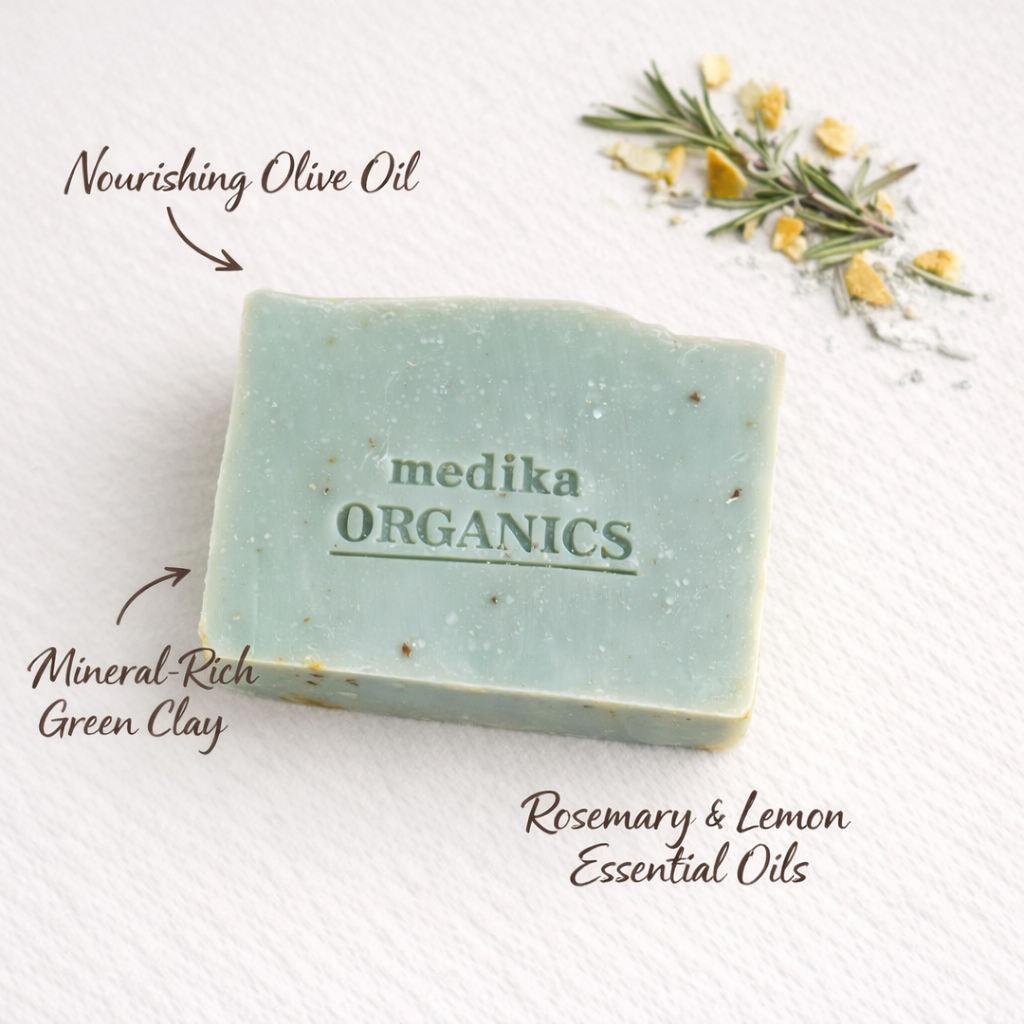 Rosemary Lemon & Clay - Olive Oil Soap 130g