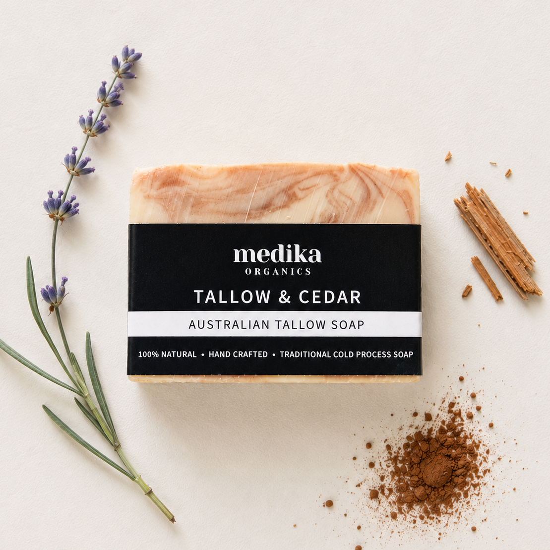Organic Tallow & Cedar Soap - made by Medika Organics