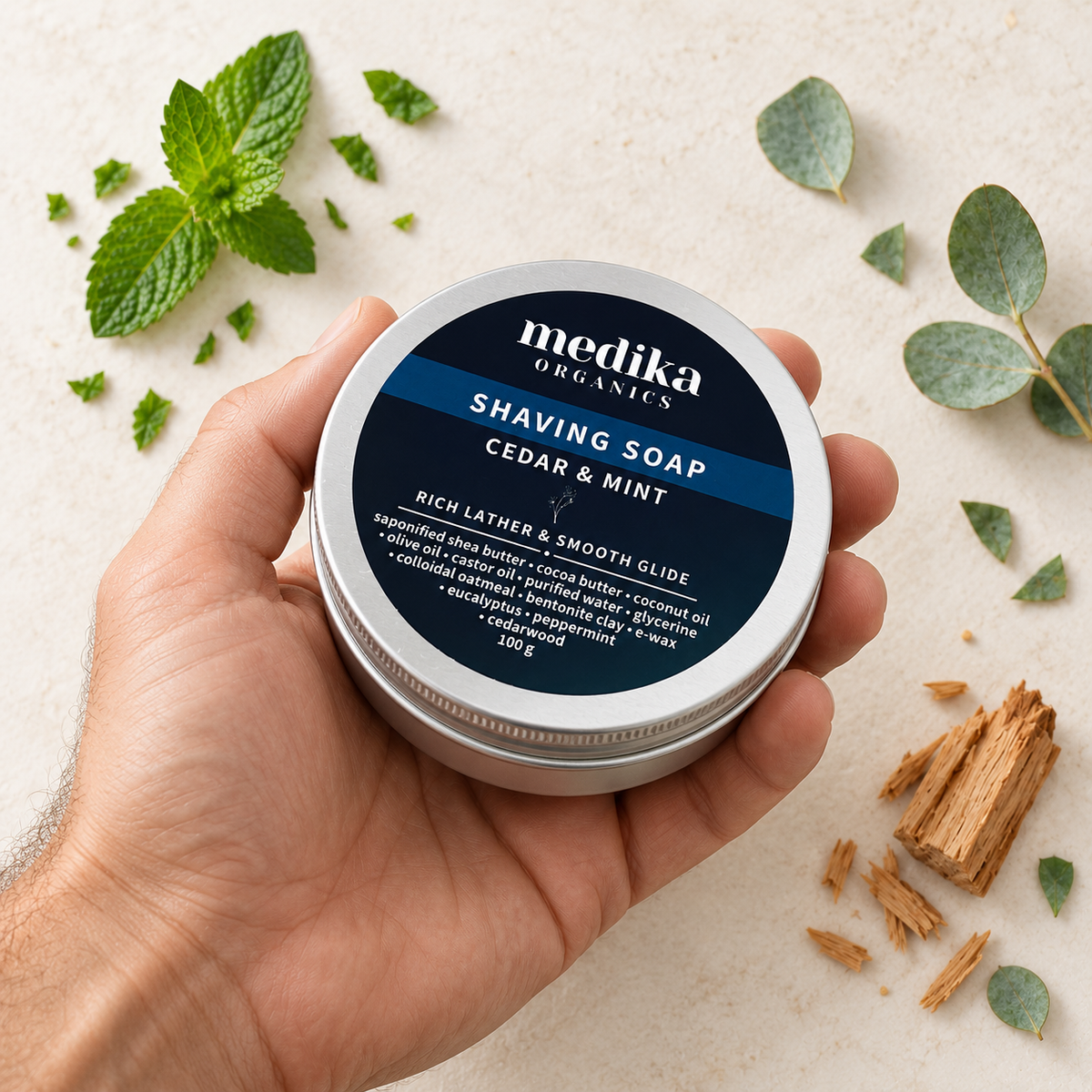 Natural shave soap by Medika Organics