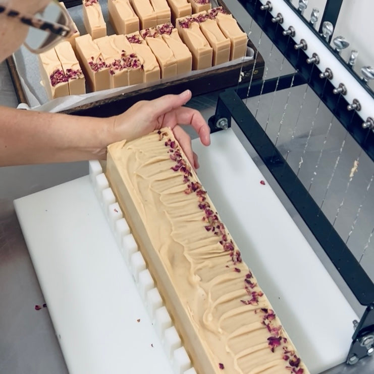 Handmade Australian rose soap with essential oils.