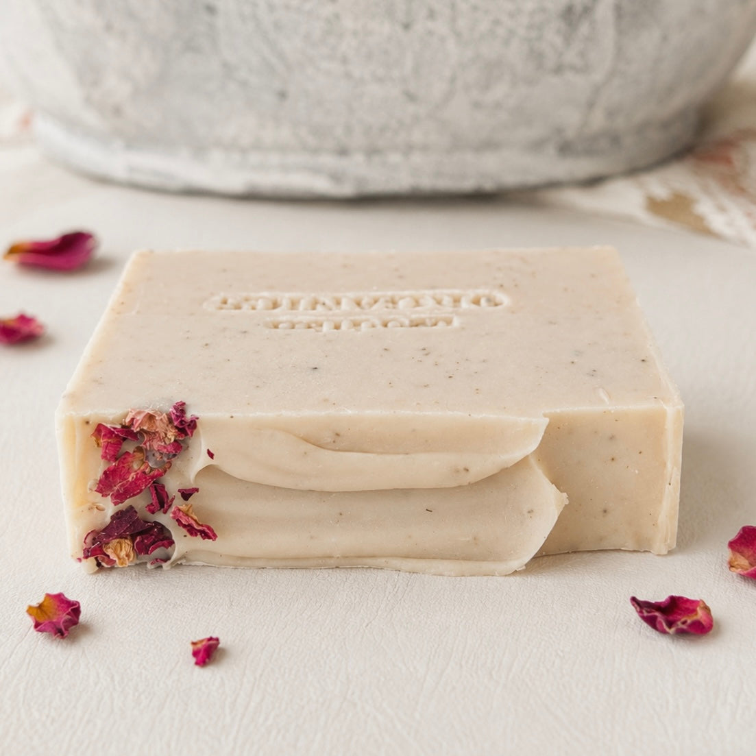 Natural rose soap bar handcrafted in Queensland, Australia.