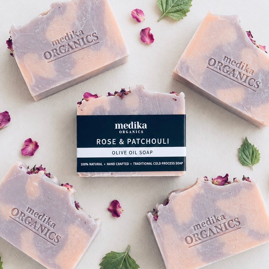 Rose Patchouli Organic Soap handmade by Medika Organics Australia