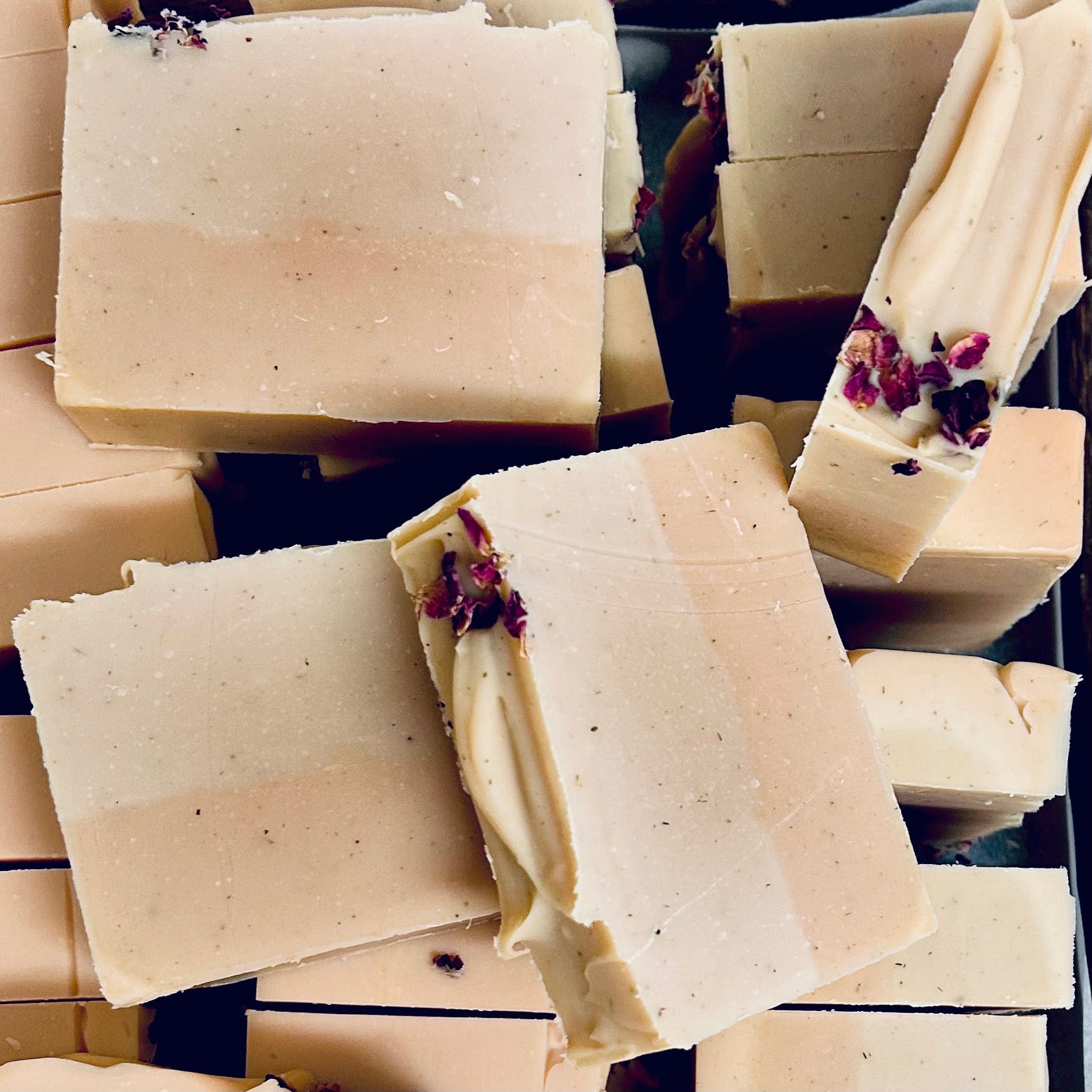 Olive oil rose soap made with organic shea butter and pink clay