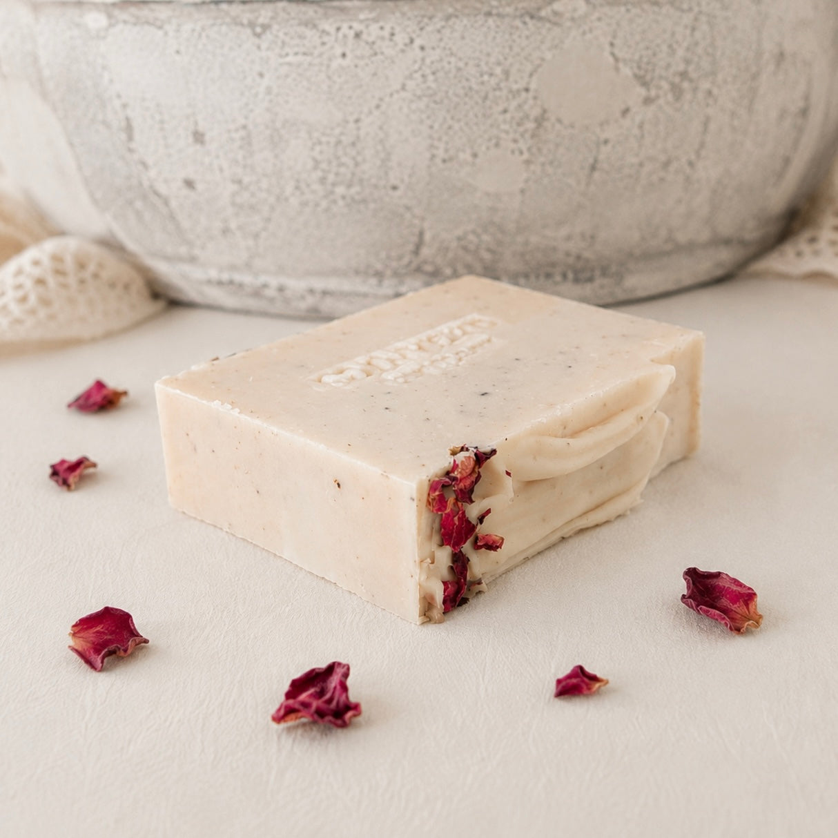 Natural rose hand and body soap made in Australia.