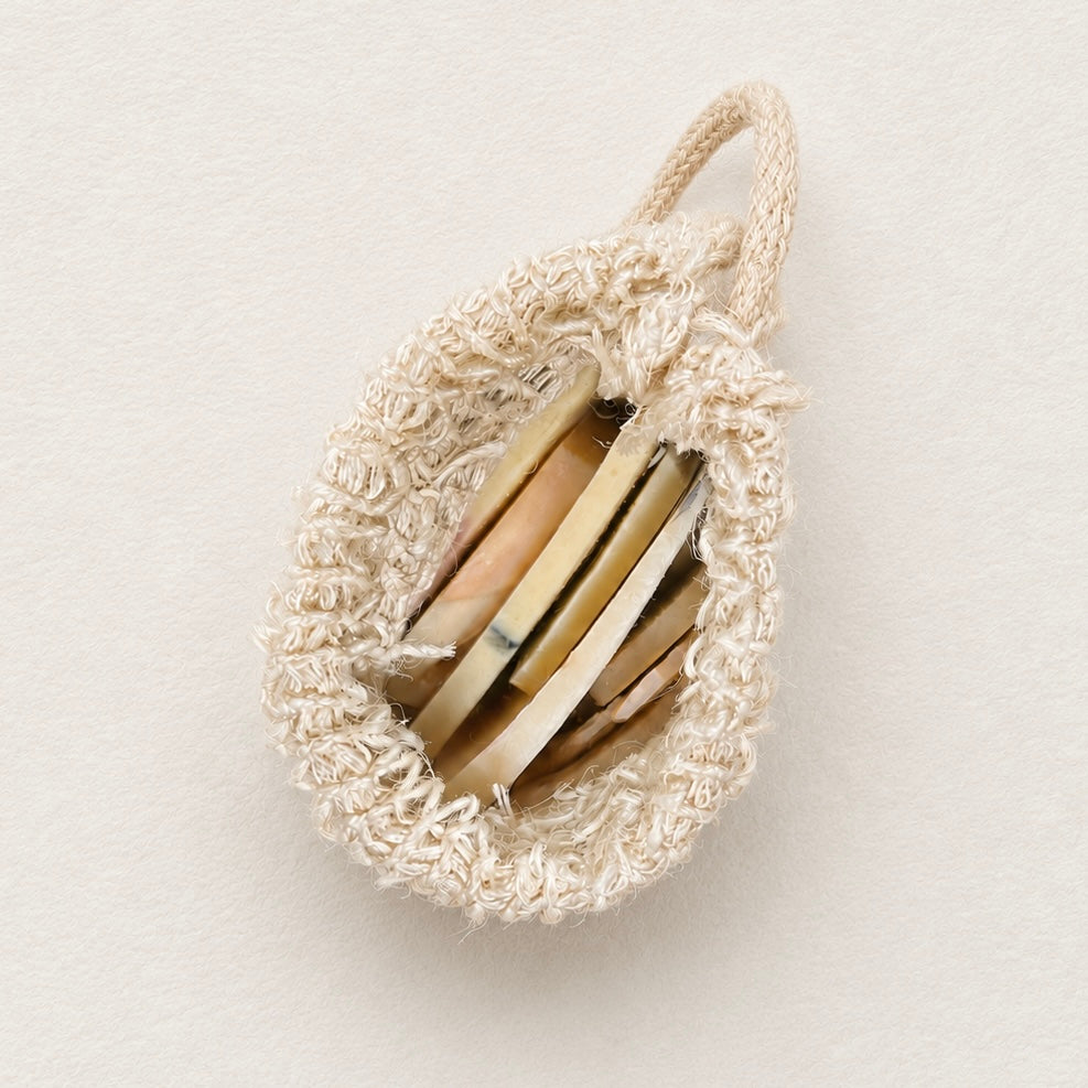 Soap pieces in a Sisal Soap Bag 